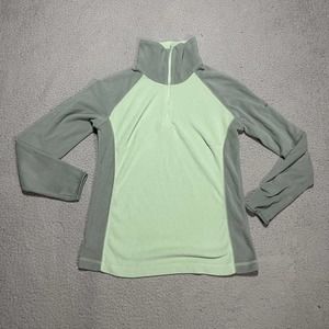 Columbia Sweater Womens Medium 1/4 Zip Pullover Lightweight Fleece Hiking Green
